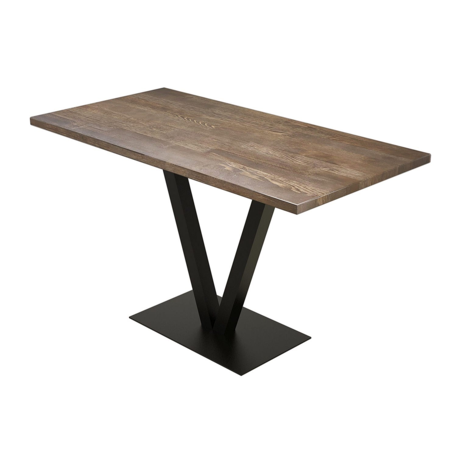 Mesa de Jantar Elegante, 100% Madeira de Pinho com Pés de Metal, 125 x 77 x 66 cm, Acabamento em Nogueira e Preto | Perfeita para Salas de Jantar e Reuniões Modernas
