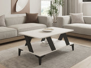 Mesa de Centro Antracite e Branca - Design Moderno com Revestimento Melamínico 100x60cm