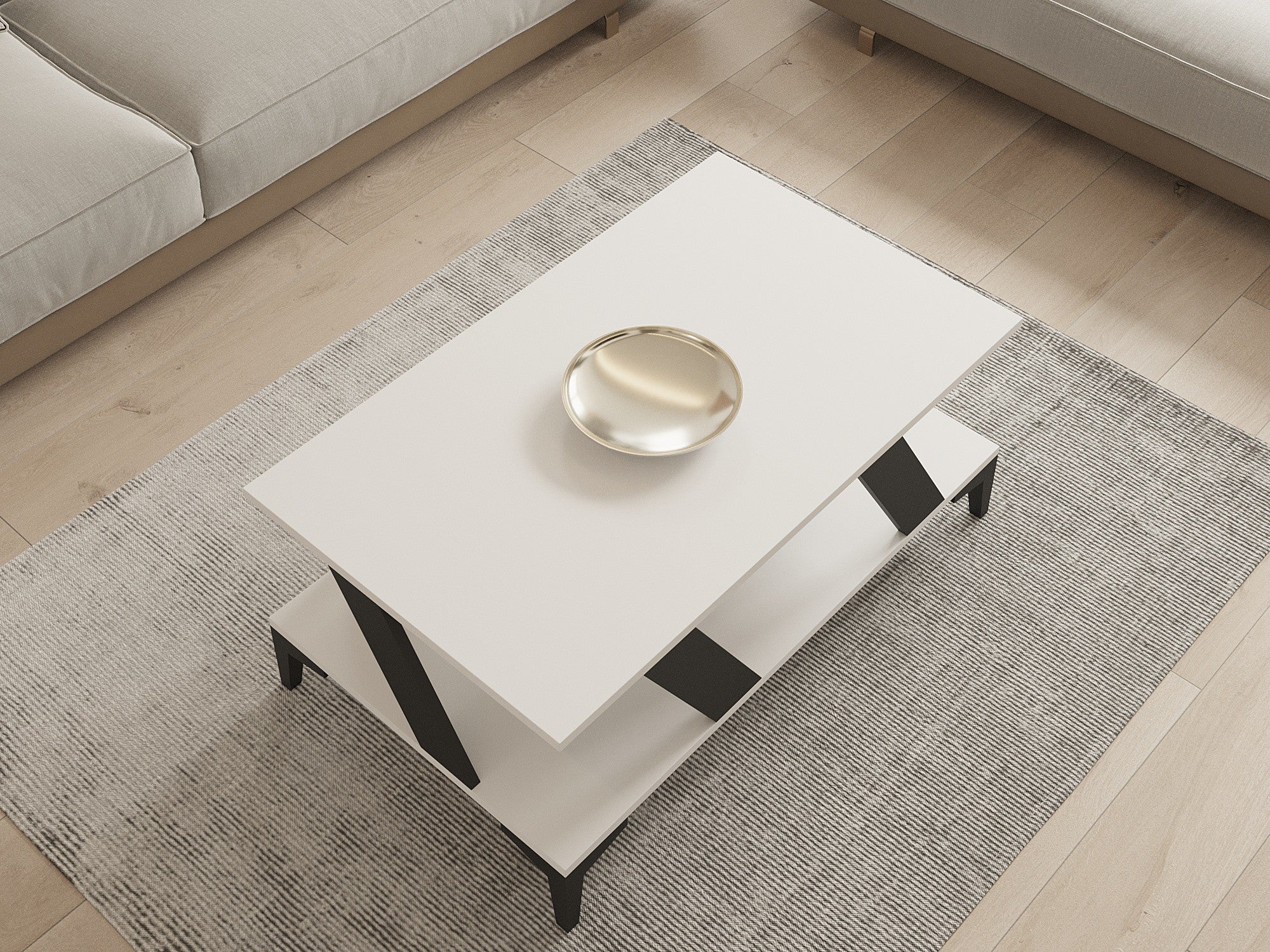 Mesa de Centro Antracite e Branca - Design Moderno com Revestimento Melamínico 100x60cm