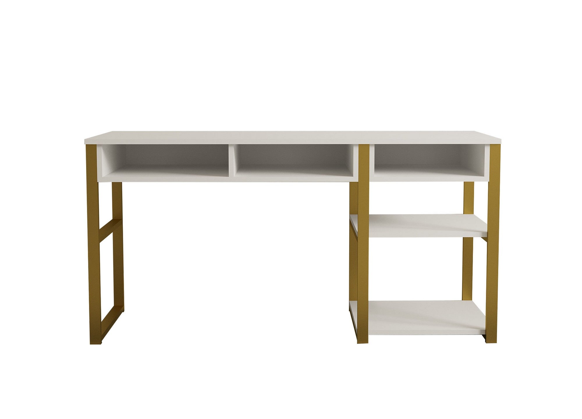 Secretária de Estudo – 150 cm x 75.8 cm x 58.4 cm – Branco e Dourado – Painel de Partículas