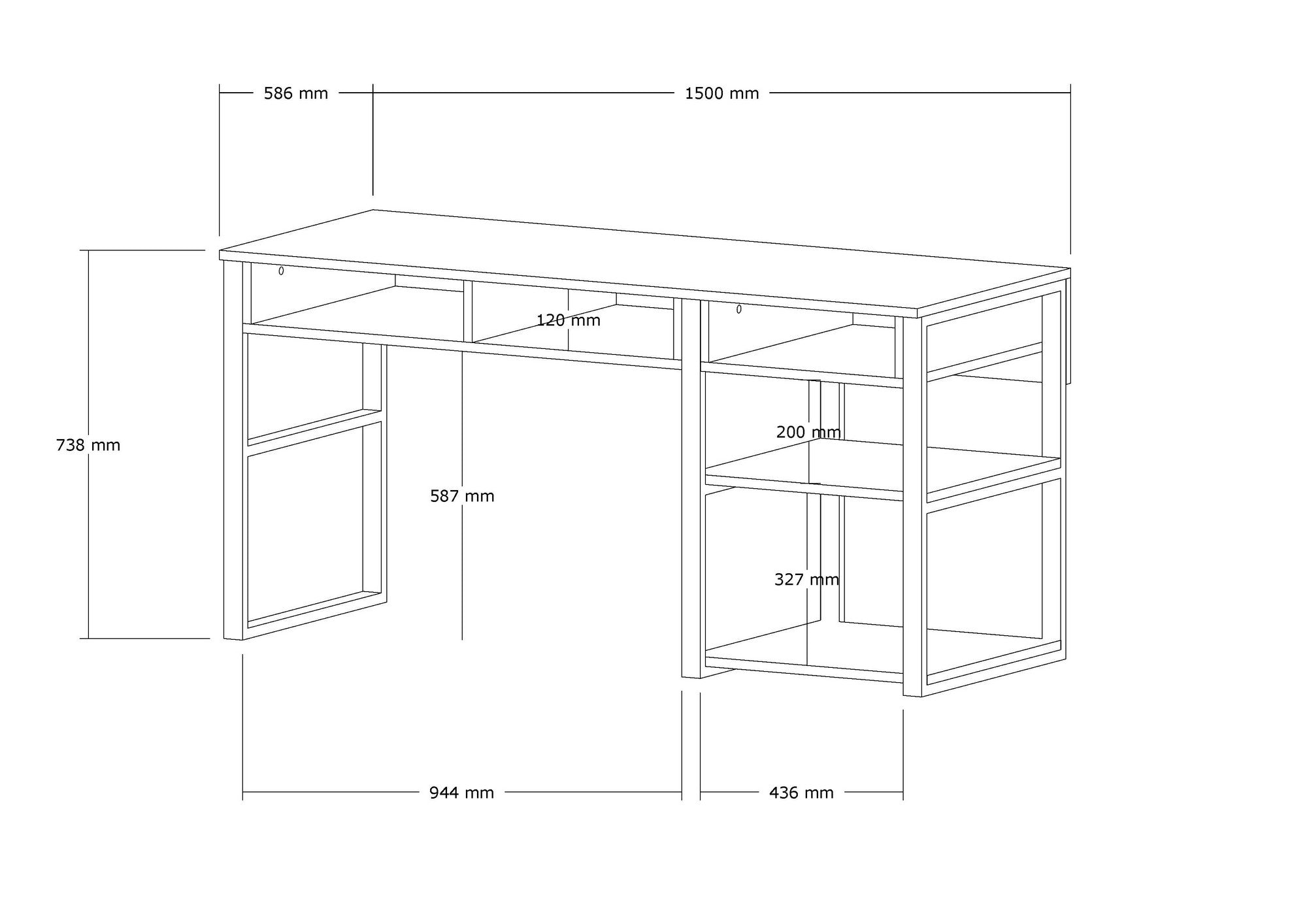 Secretária de Estudo – 150 cm x 75.8 cm x 58.4 cm – Branco e Dourado – Painel de Partículas