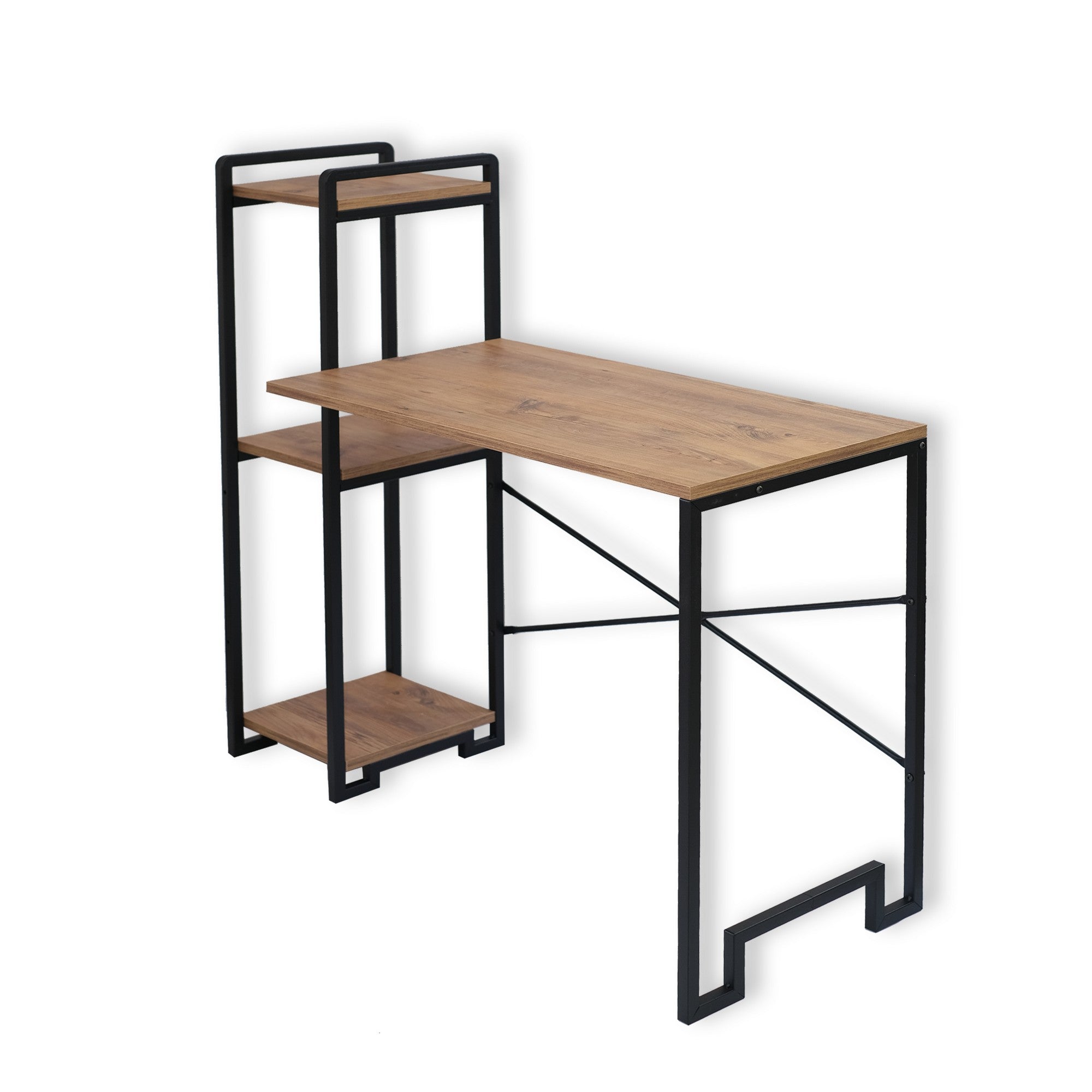 Secretária de Estudo – 45 cm x 120 cm x 108 cm – Preto e Pinho Atlântico – Melamina e Metal