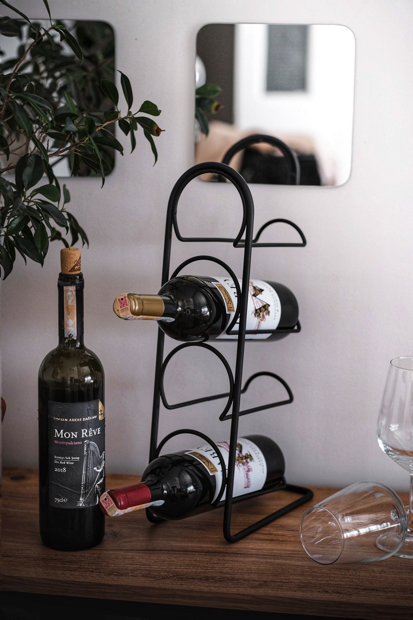 Suporte para garrafa de vinho-Hope-Preto