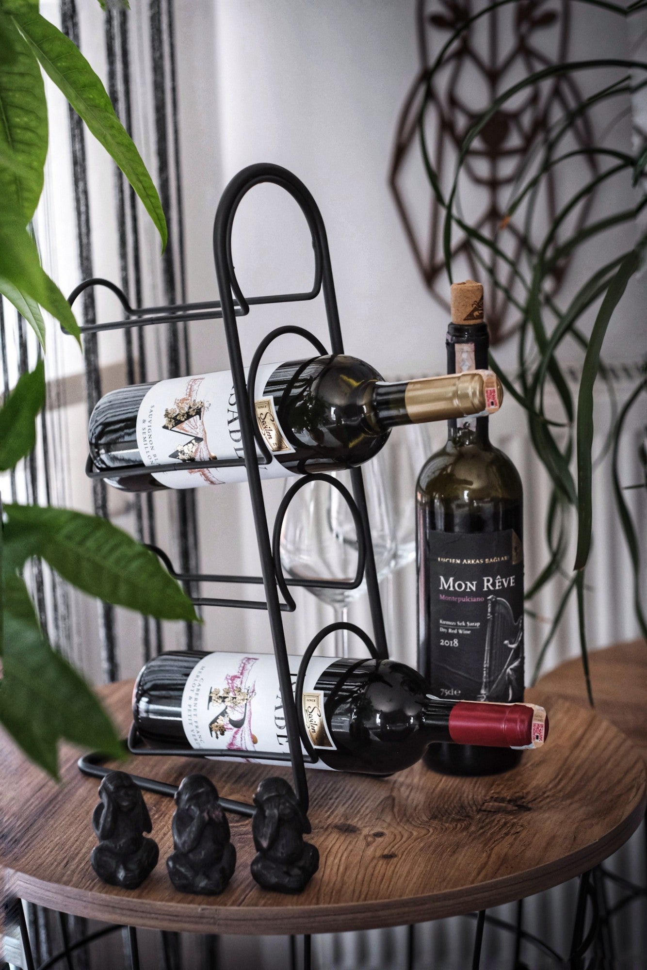 Suporte para garrafa de vinho-Hope-Preto