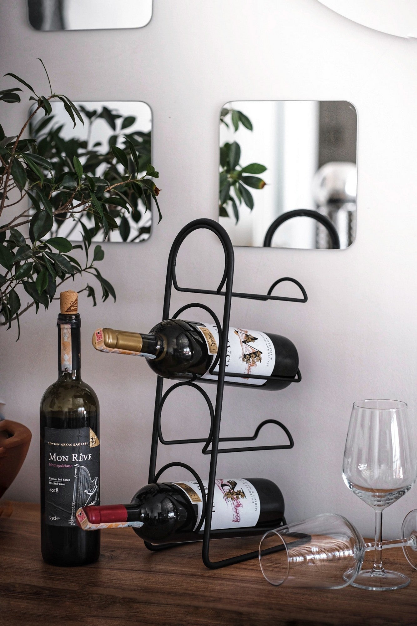Suporte para garrafa de vinho-Hope-Preto