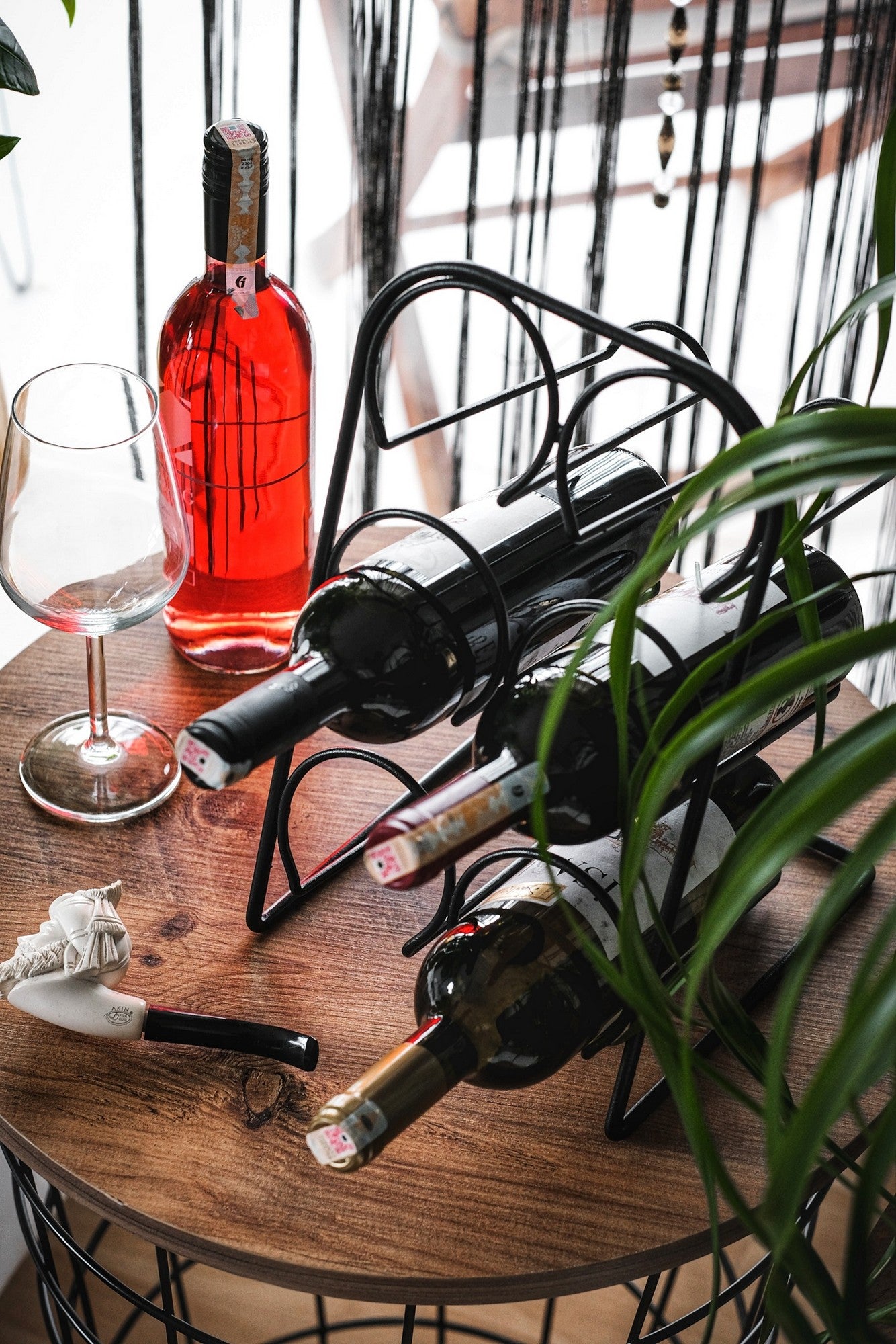 Suporte para garrafa de vinho-Jade-Preto