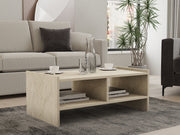 Mesa de Centro Elegante, Cor Travertino, 90 x 35 x 50 cm | Painel de Partículas 100% Revestido em Melamina, 18 mm de Espessura | Design Elegante em Mármore para Espaços Modernos