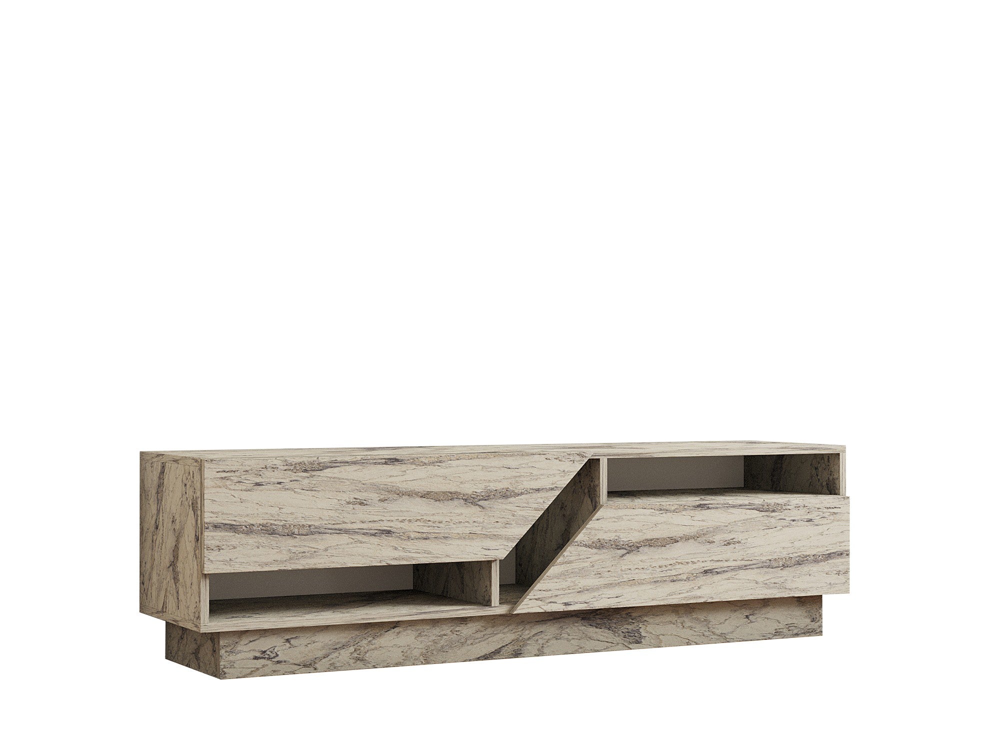 Móvel de TV – 160 cm x 45 cm x 40 cm – Mármore Freesia – Painéis de Partículas revestidos a Melamina
