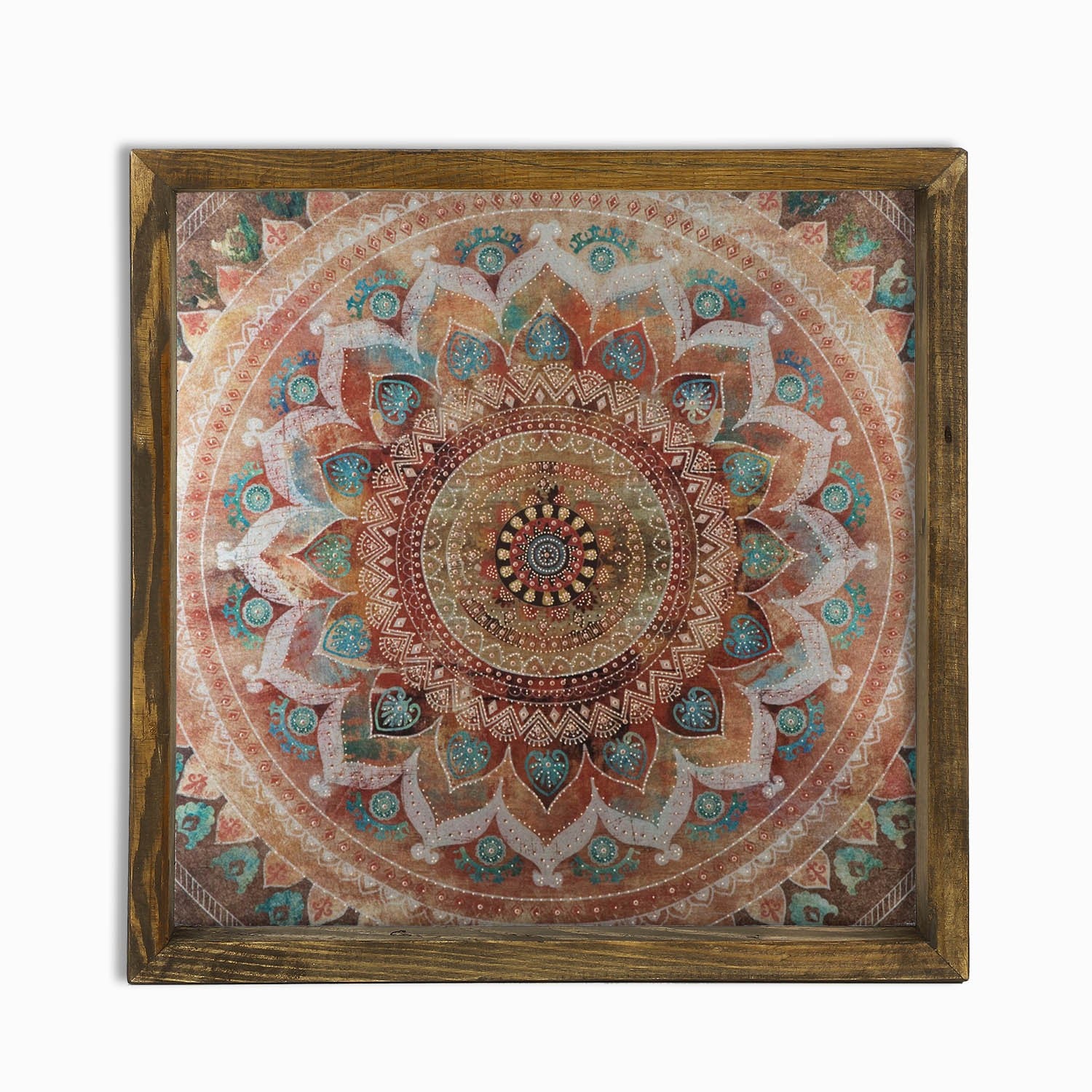 Quadro Decorativo MDF Multicolor com Moldura em Pinho - 33x33cm - Também Funciona como Tabuleiro