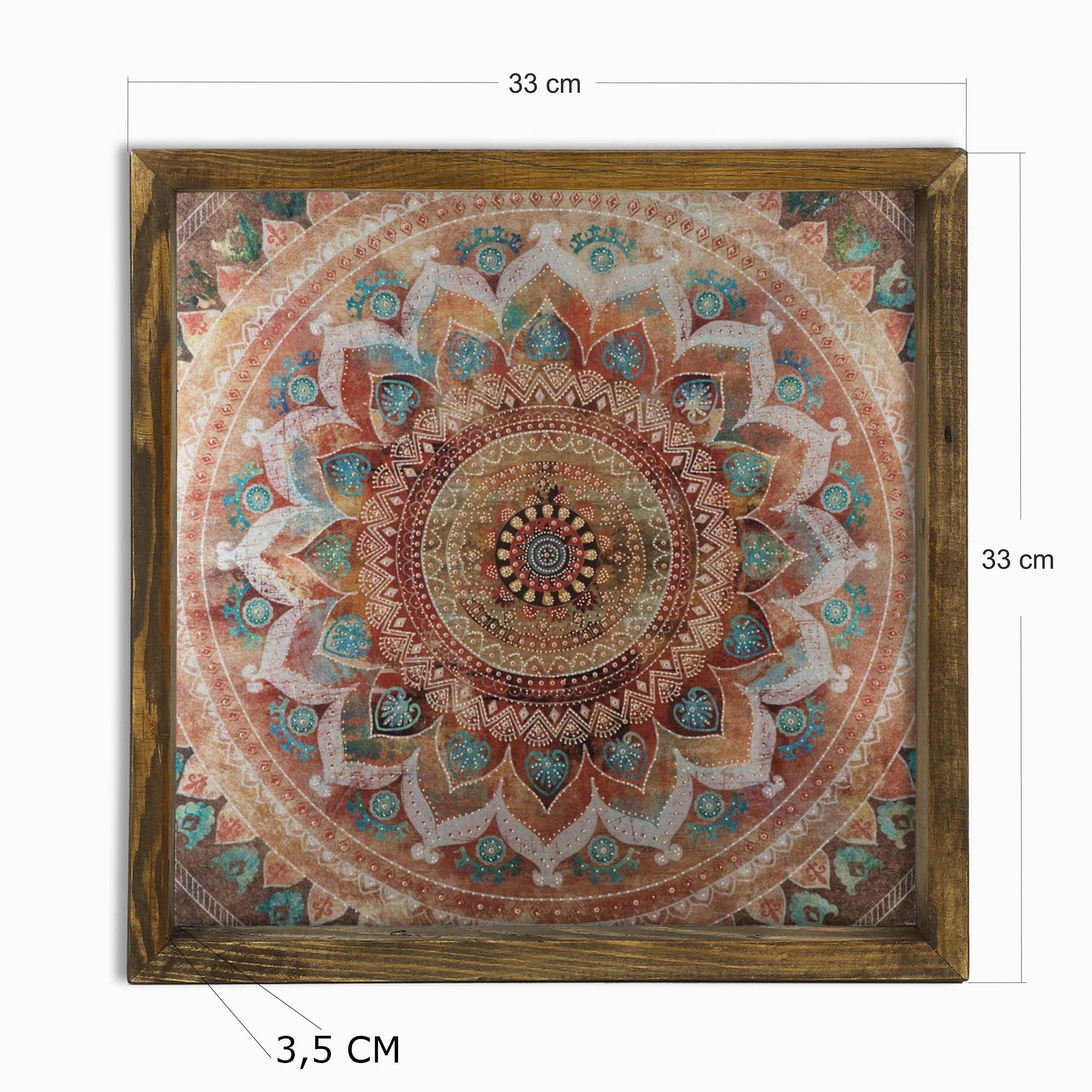 Quadro Decorativo MDF Multicolor com Moldura em Pinho - 33x33cm - Também Funciona como Tabuleiro