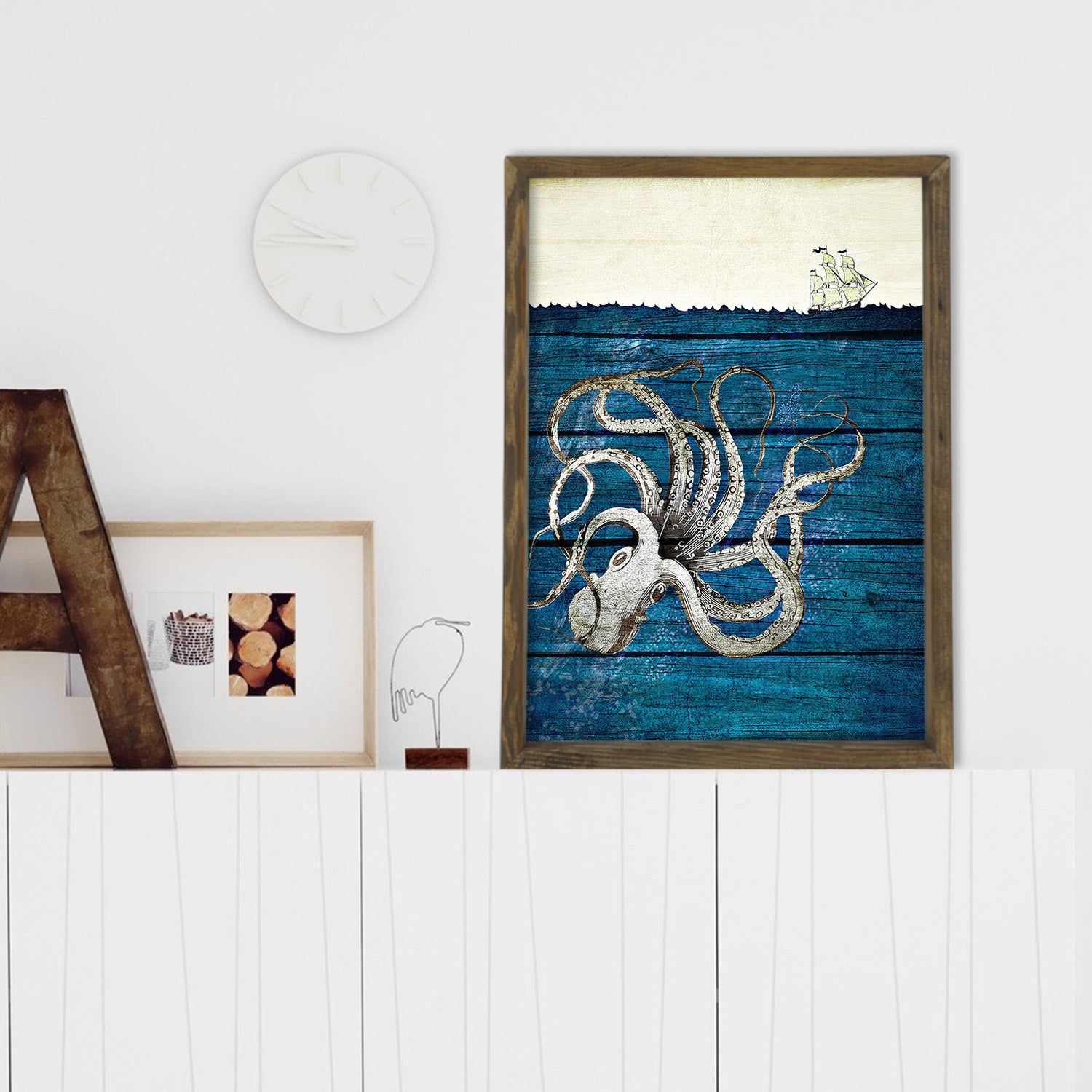 Quadro decorativo emoldurado – 50 x 70 cm – madeira de pinho – MDF