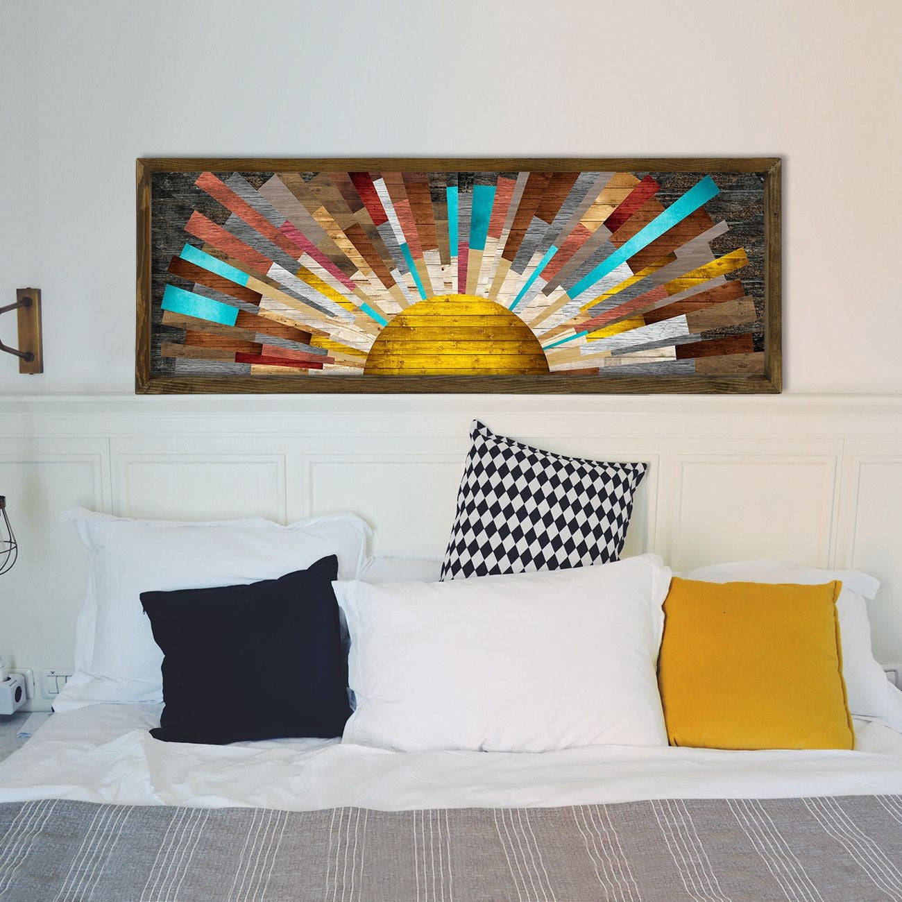 Quadro Decorativo Emoldurado – 40 x 120 cm – Madeira de Pinho – MDF