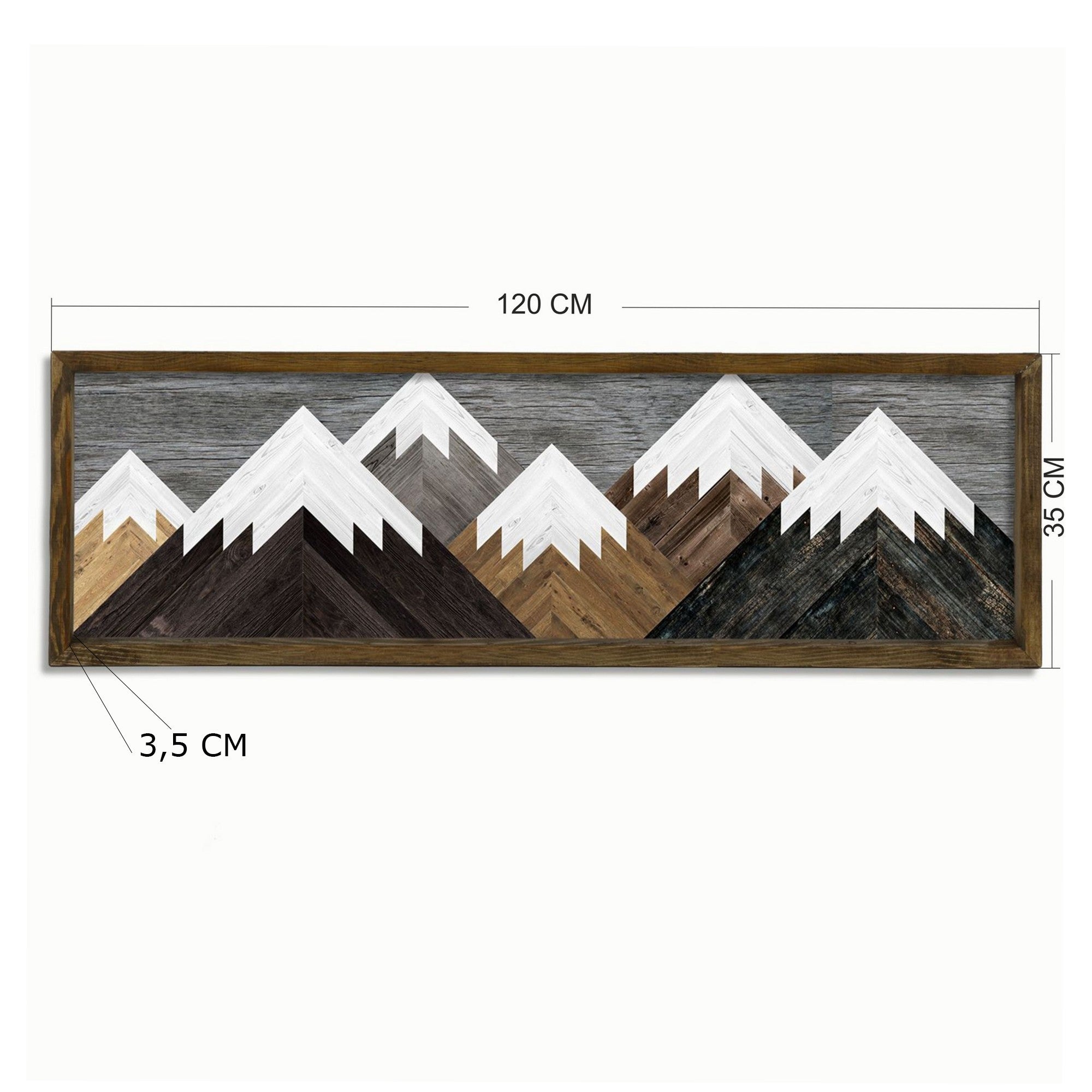 Quadro decorativo em MDF – 35 x 120 cm – moldura de madeira de pinho