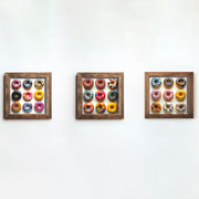 Conjunto de 3 Quadros Decorativos MDF Multicolor com Moldura em Madeira - 16x16cm