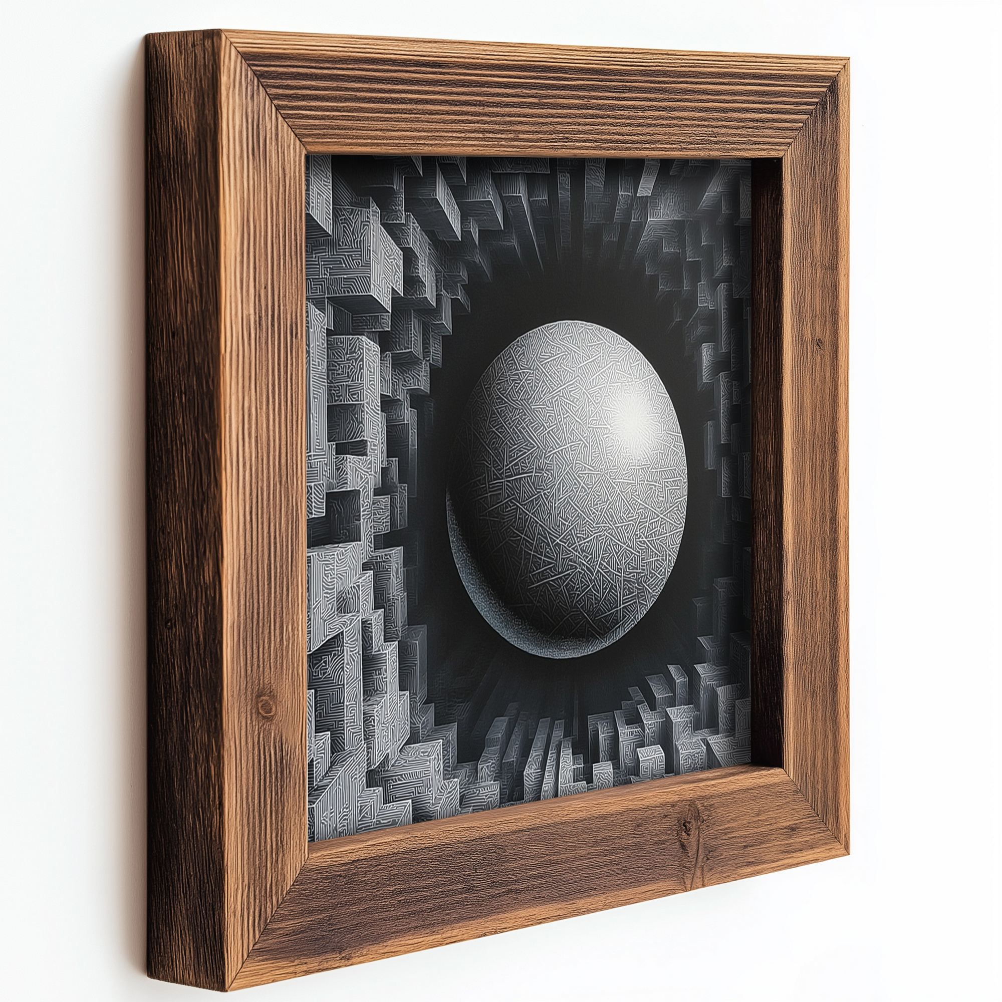 Conjunto de 3 Quadros Decorativos MDF Multicolor com Moldura em Madeira - 16x16cm