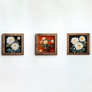 Conjunto de 3 Quadros Decorativos MDF Multicolor com Moldura em Madeira - 16x16cm