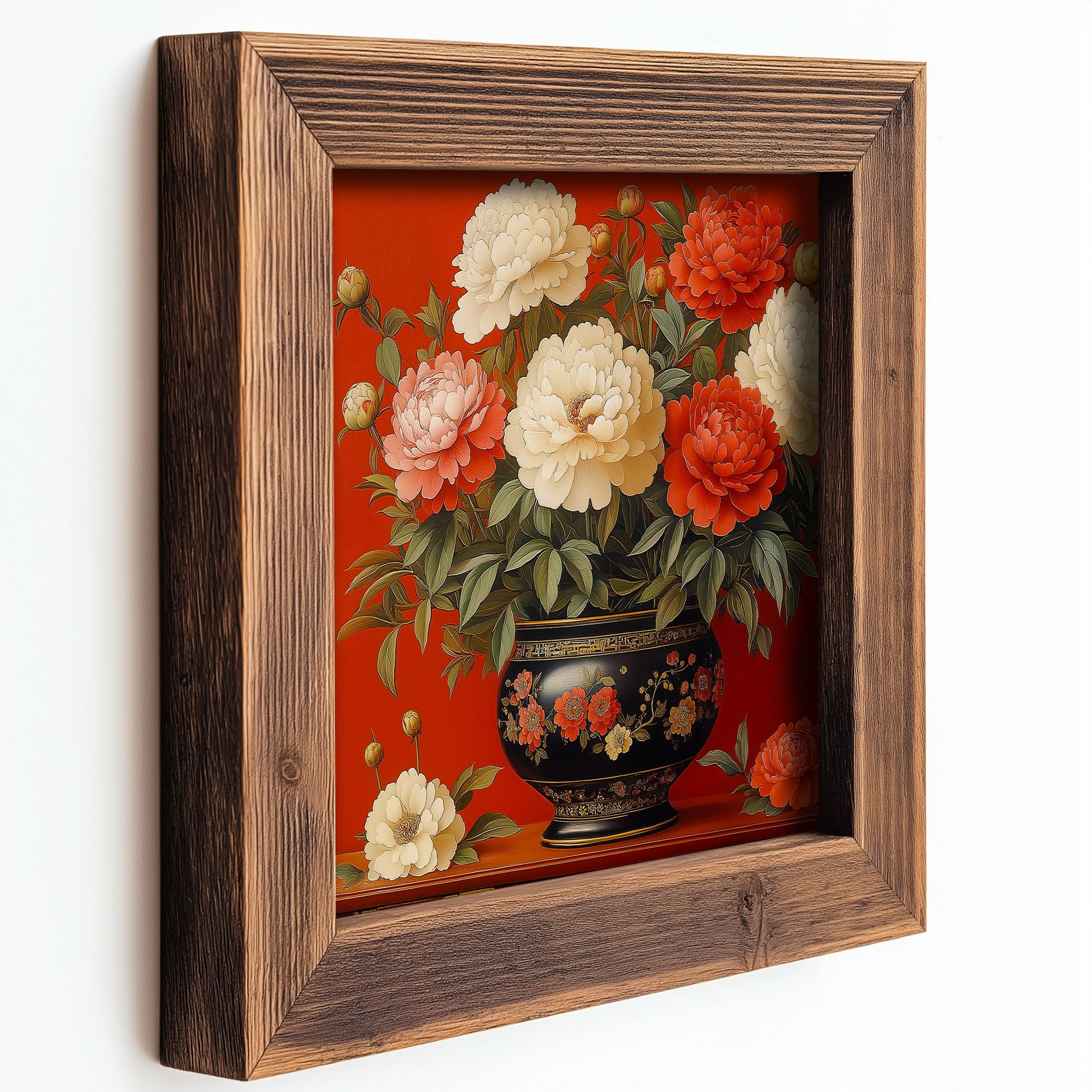 Conjunto de 3 Quadros Decorativos MDF Multicolor com Moldura em Madeira - 16x16cm