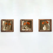 Conjunto de 3 Quadros Decorativos MDF Multicolor com Moldura em Madeira - Impressão UV de Alta Qualidade 16x16cm