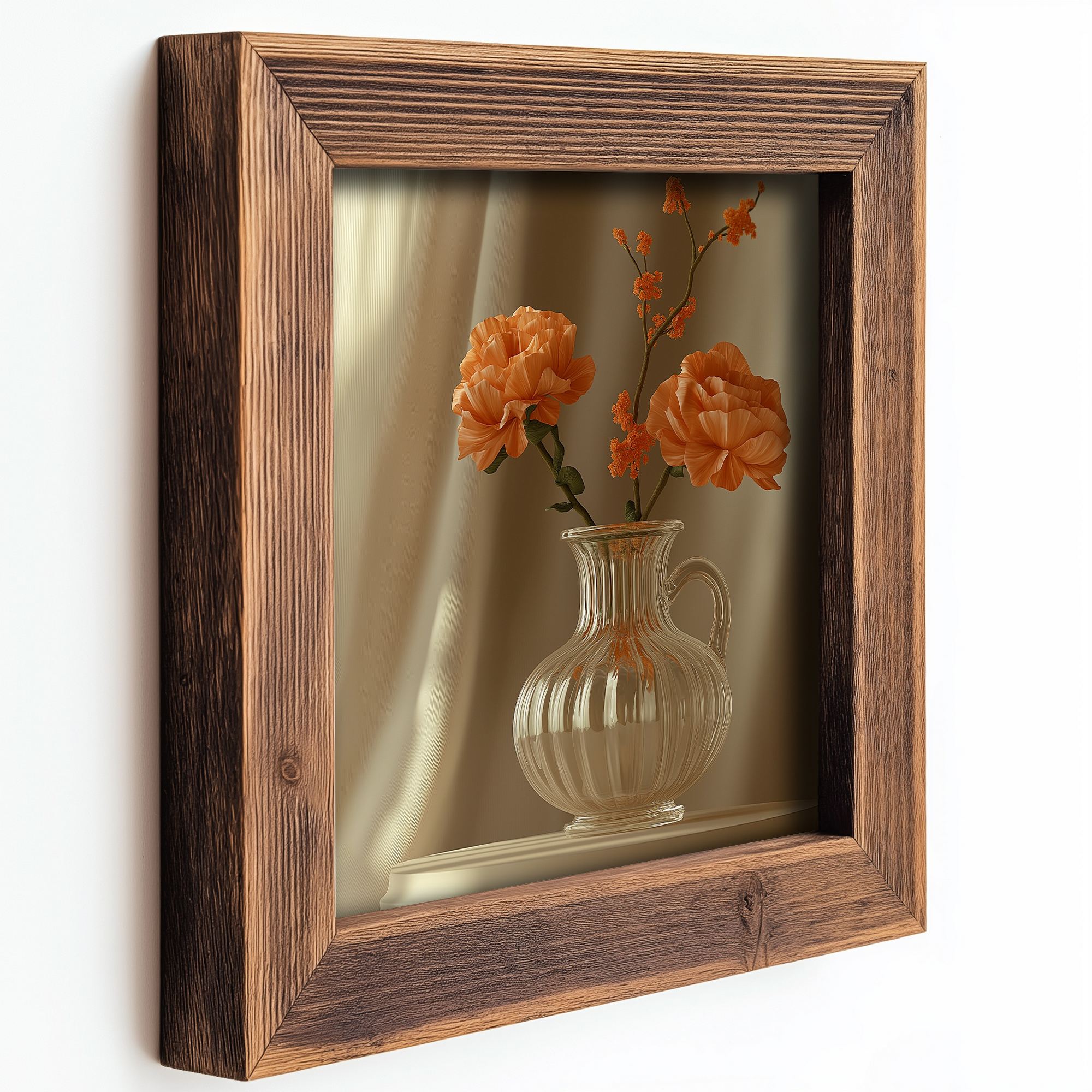 Conjunto de 3 Quadros Decorativos MDF Multicolor com Moldura em Madeira - Impressão UV de Alta Qualidade 16x16cm