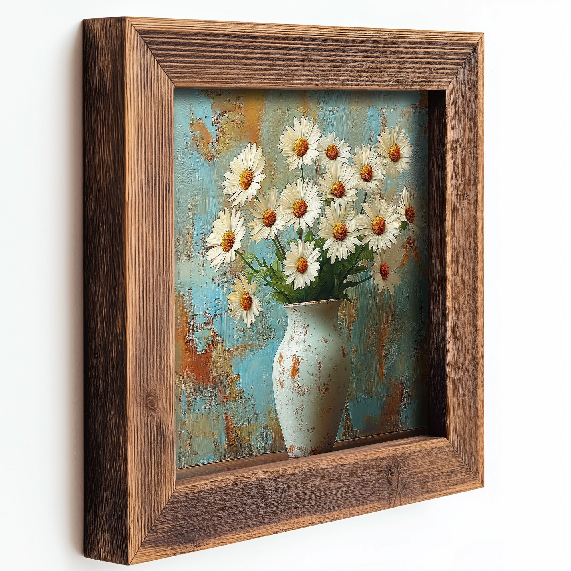 Conjunto de 3 Quadros Decorativos MDF Multicolor com Moldura em Madeira - 16x16cm