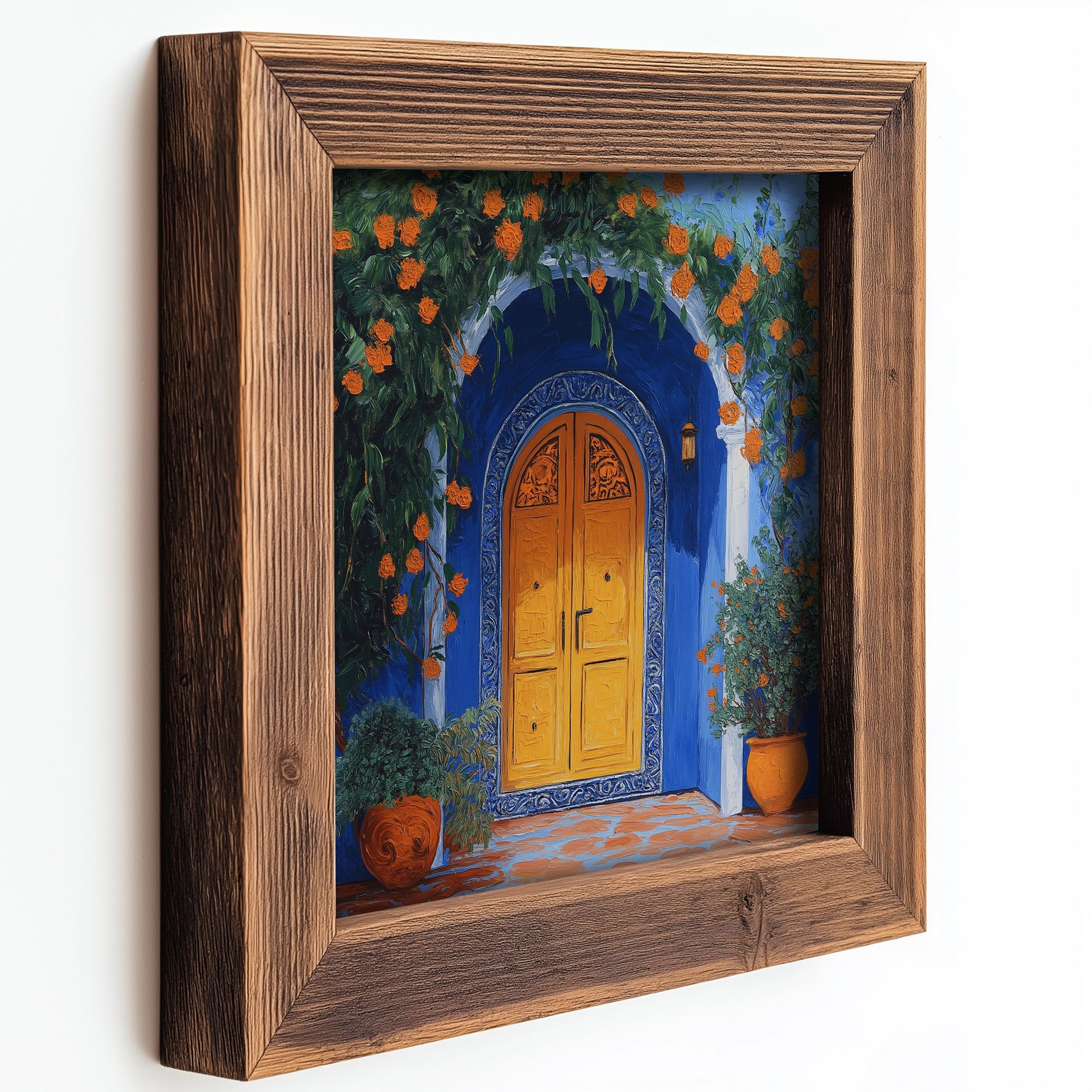 Conjunto de 3 Quadros Decorativos MDF Multicolor com Moldura em Madeira - 16x16cm