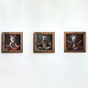 Conjunto de 3 Quadros Decorativos MDF Multicolor com Moldura em Madeira - 16x16cm