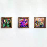 Conjunto de 3 Quadros Decorativos MDF Multicolor com Moldura em Madeira - 16x16cm