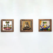 Conjunto de 3 Quadros Decorativos MDF Multicolor com Moldura em Madeira - Impressão UV de Alta Qualidade 16x16cm