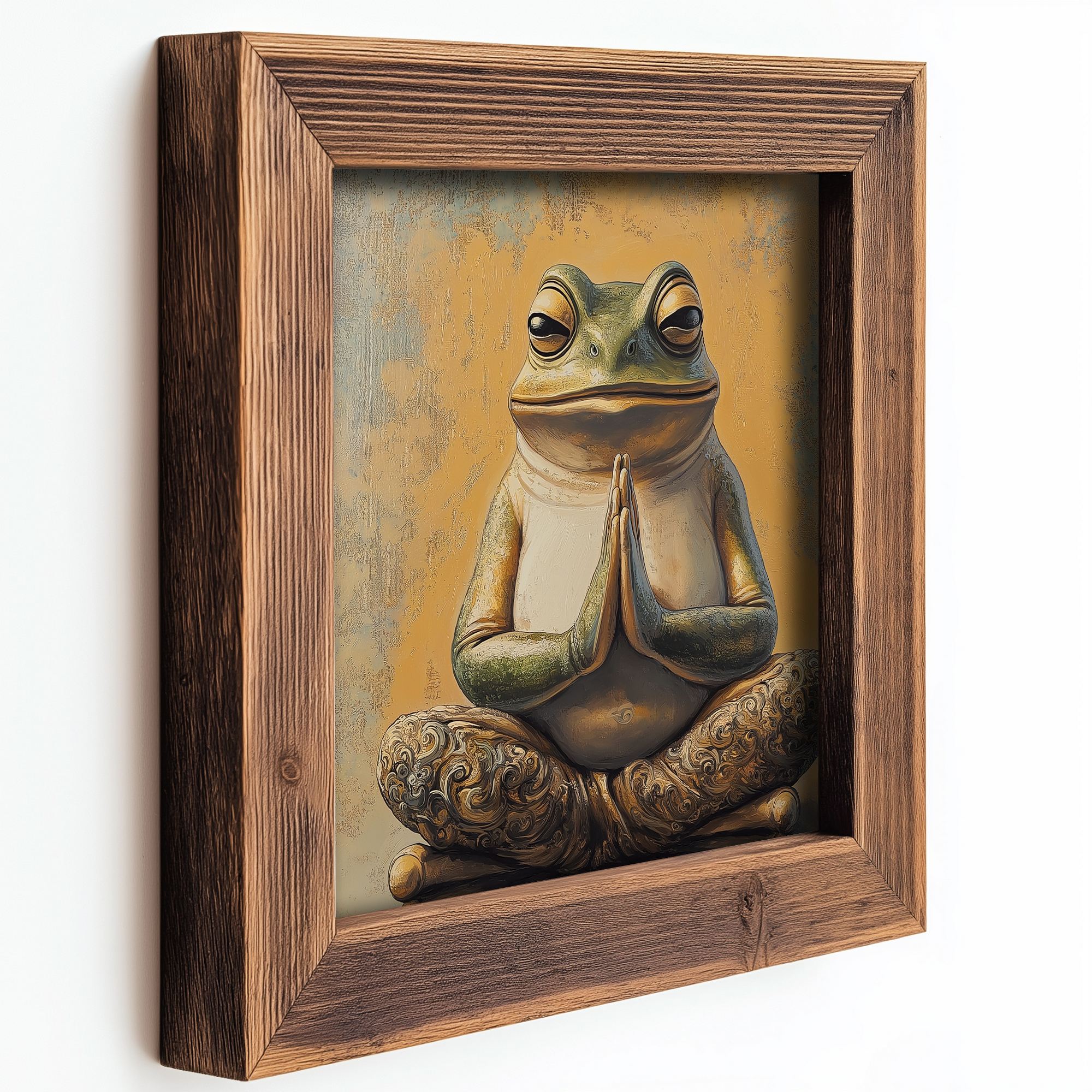 Conjunto de 3 Quadros Decorativos MDF Multicolor com Moldura em Madeira - Impressão UV de Alta Qualidade 16x16cm