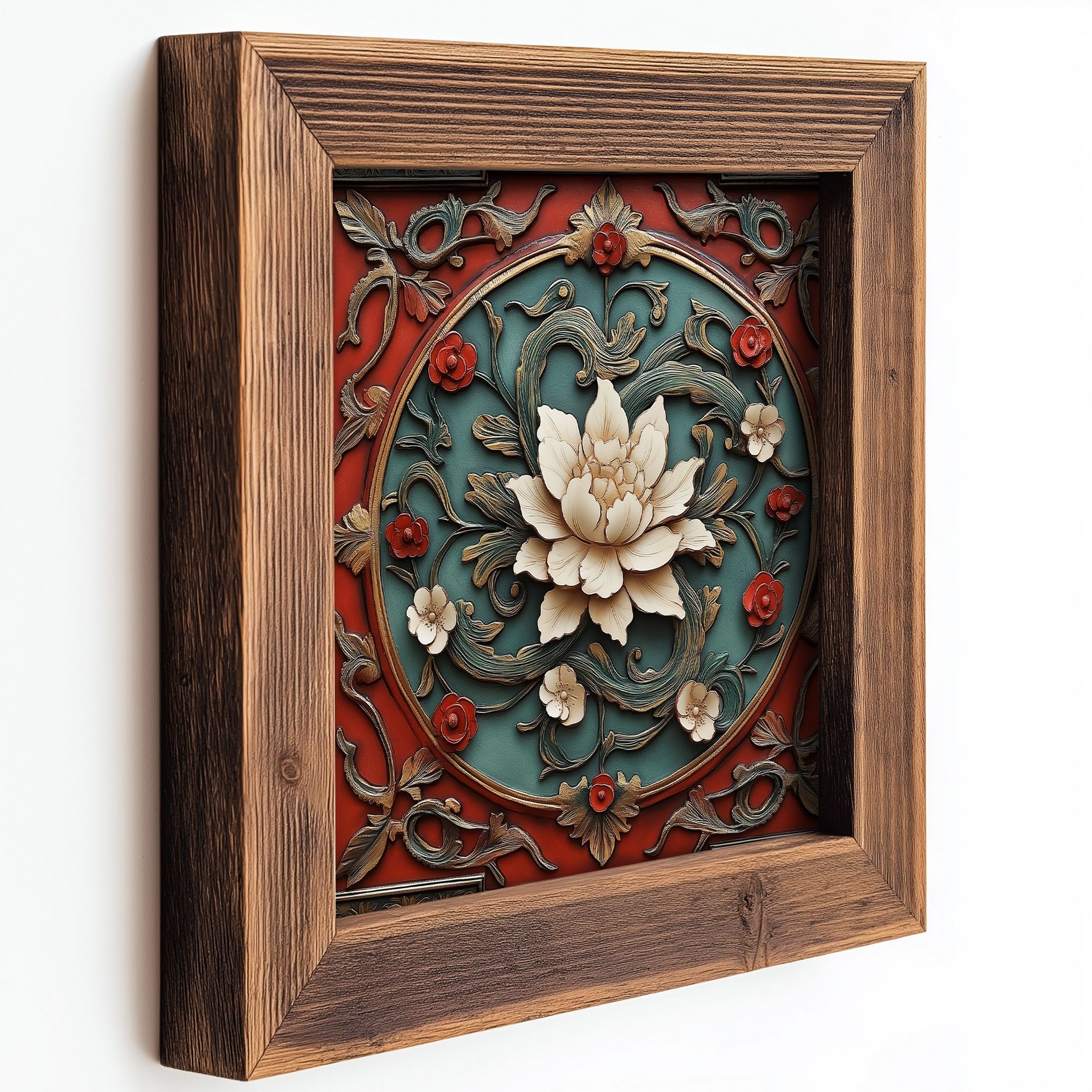 Conjunto de 3 Quadros Decorativos MDF Multicolor com Moldura em Madeira - Impressão UV de Alta Qualidade 16x16cm