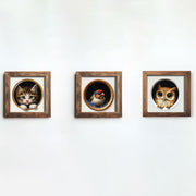 Conjunto de 3 Quadros Decorativos MDF Multicolor com Moldura em Madeira - 16x16cm