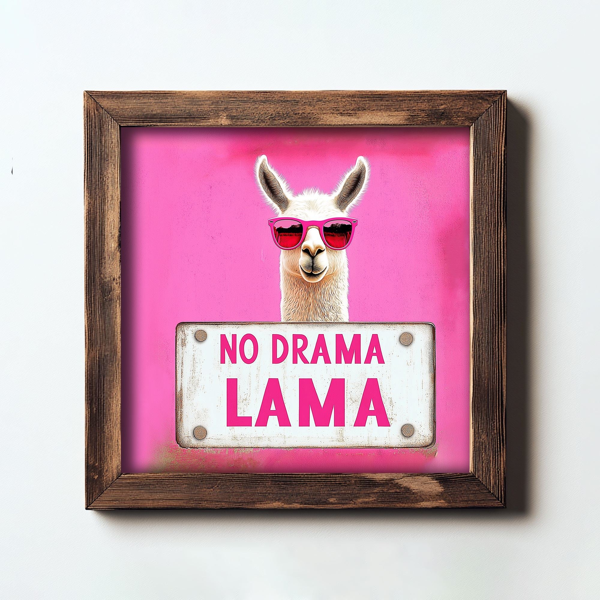 Quadro Decorativo MDF Multicolor com Moldura em Madeira de Abeto - 16x16cm