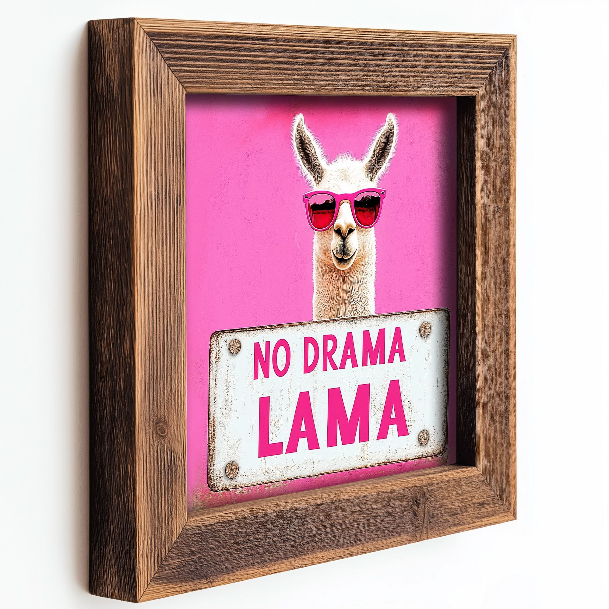 Quadro Decorativo MDF Multicolor com Moldura em Madeira de Abeto - 16x16cm