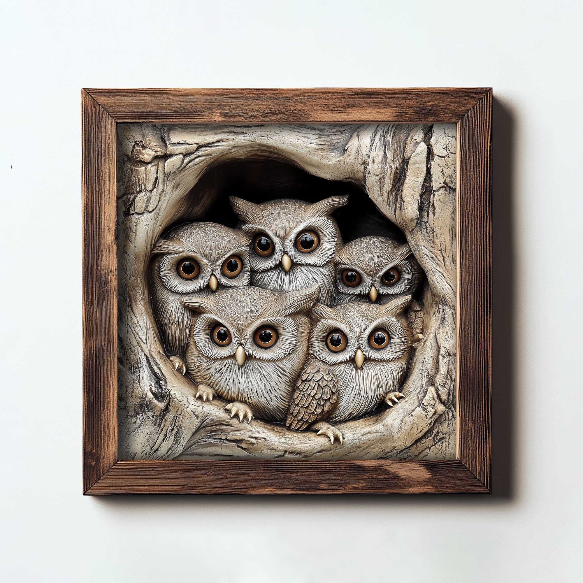 Quadro Decorativo MDF Multicolor com Moldura em Madeira de Abeto - 16x16cm - Impressão UV de Alta Qualidade