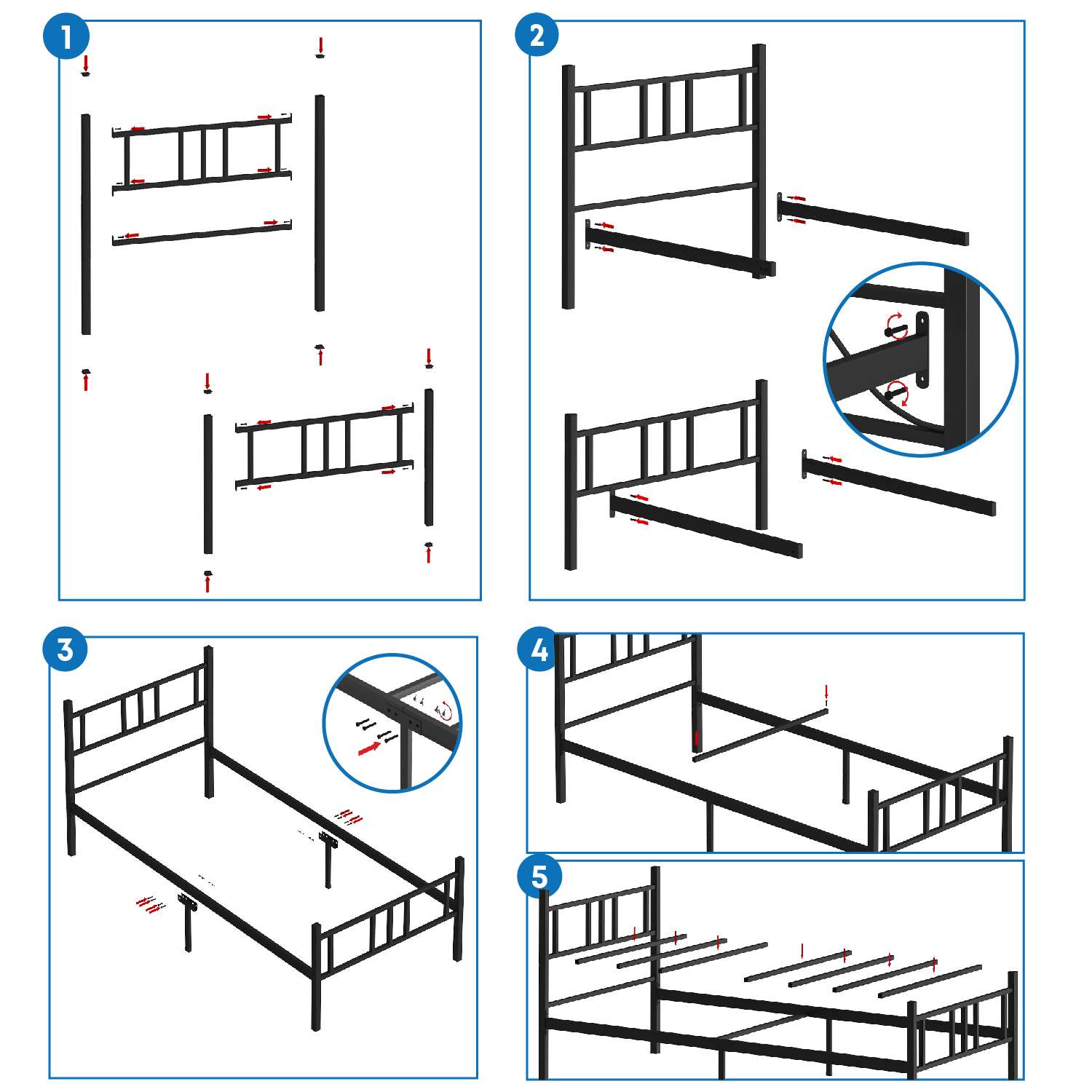 Cama Individual Metálica Branca 100x200cm - Estrutura Robusta em Metal com Cabeceira 88cm