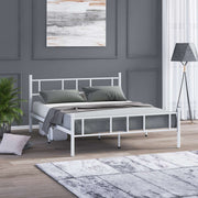 Cama de Casal Metálica Branca 120x200cm - Estrutura 100% Metal com Cabeceira 88cm