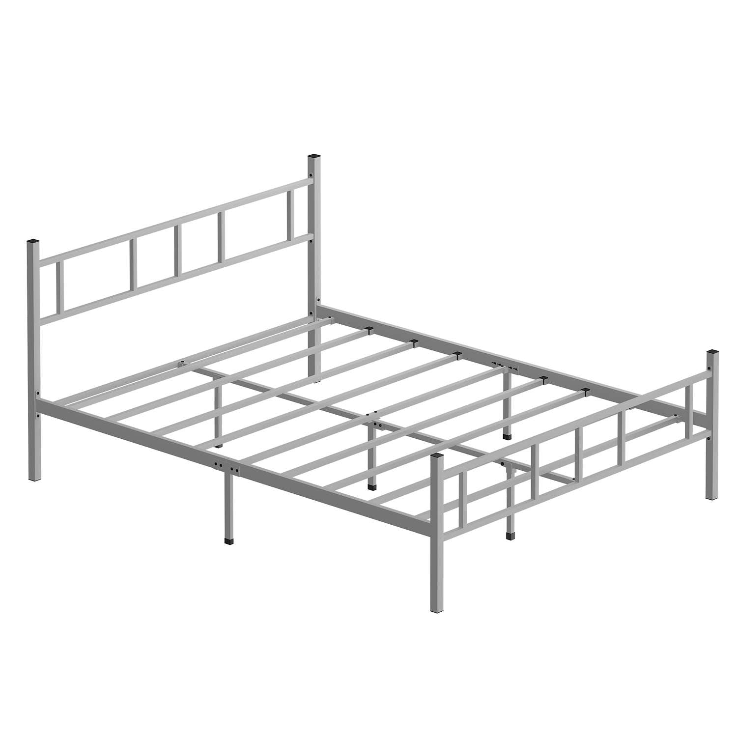 Cama de Casal Metálica Branca 120x200cm - Estrutura 100% Metal com Cabeceira 88cm
