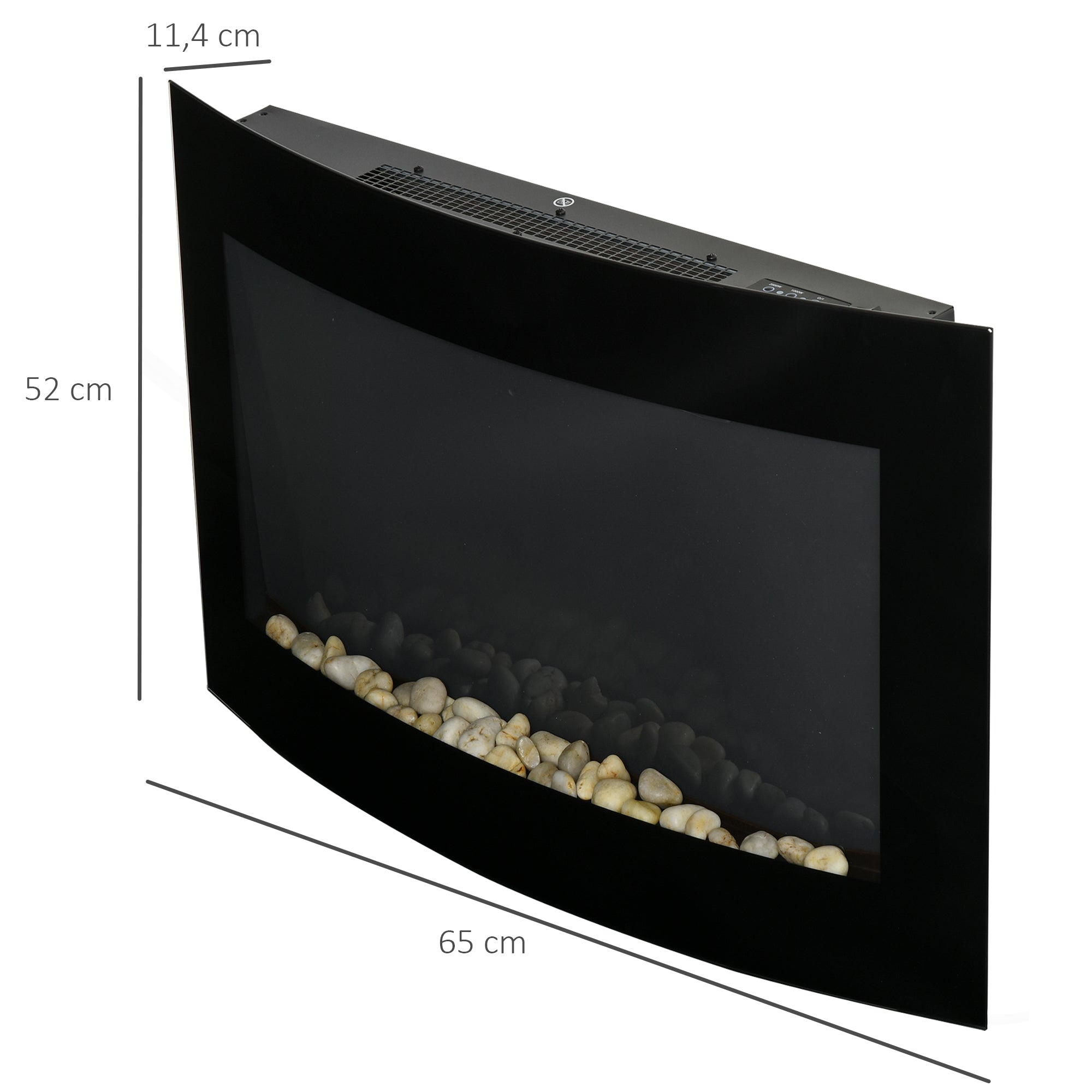 Lareira Elétrica de Parede 65x11,4x52cm - Cor Preto