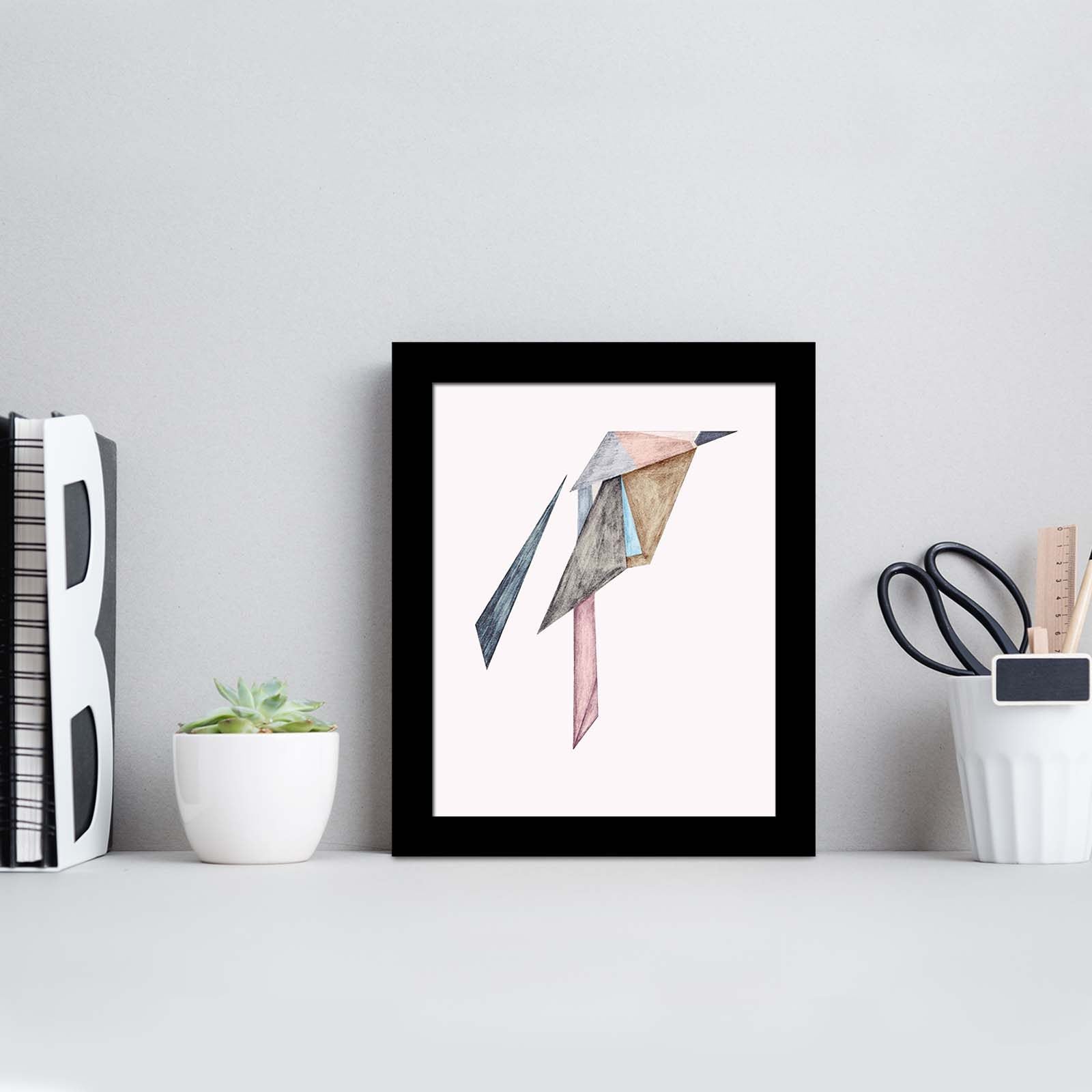 Quadro Decorativo MDF Emoldurado Multicolor 23x28cm - Arte Moderna para Decoração de Interiores