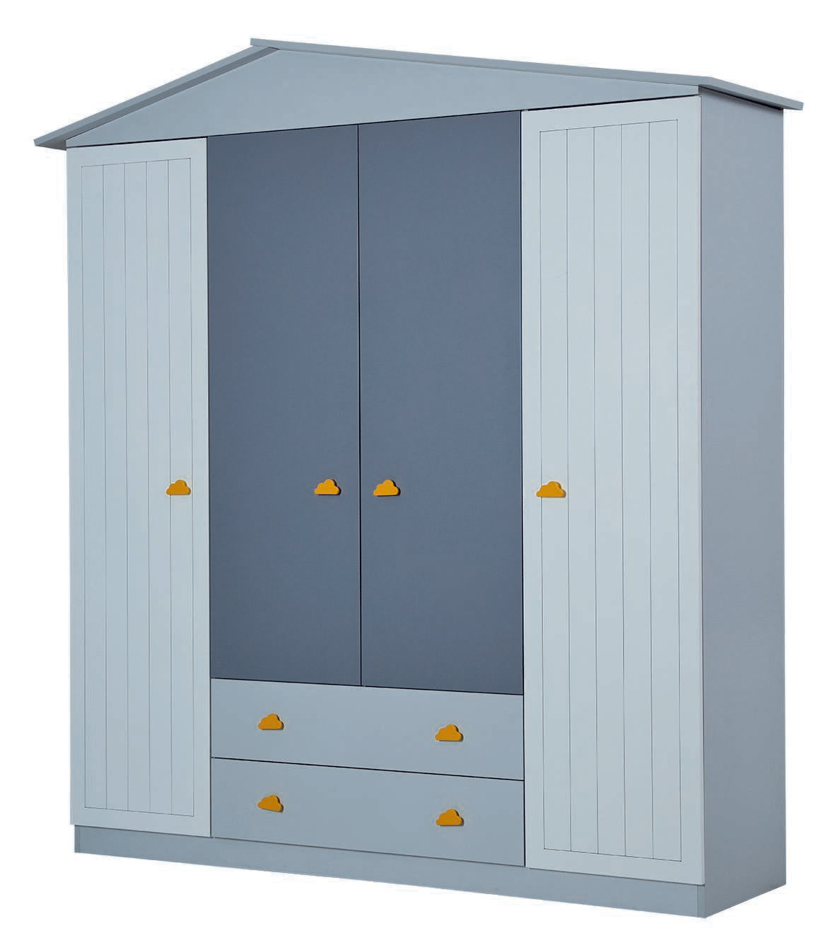 Guarda-roupa de 4 portas – 192cm x 210cm x 57cm – Cinza – MDF