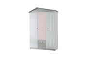 Guarda-roupa – 130cm x 204cm x 57cm – Rosa e Cinza – Painel de Partículas Revestido de Melamina
