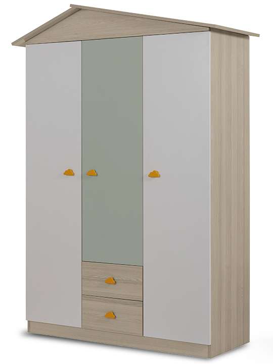 Guarda-roupa – 130cm x 204cm x 57cm – Verde – Painel de partículas revestido em melamina