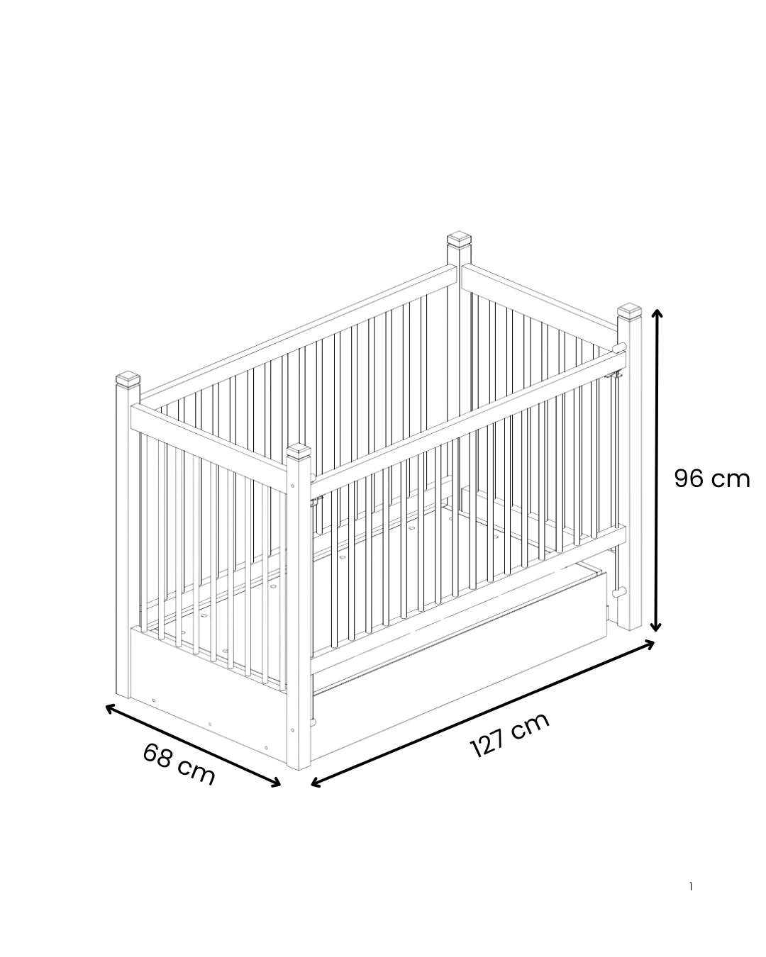 Berço – 127cm x 96cm x 68cm – Cinza – Madeira Aglomerada