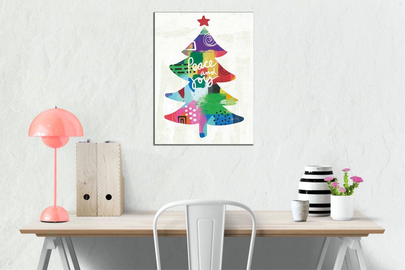 Quadro Decorativo em Tela DC173 Multicolor 30x40cm com Moldura de Madeira - Arte Moderna para Decoração de Interiores