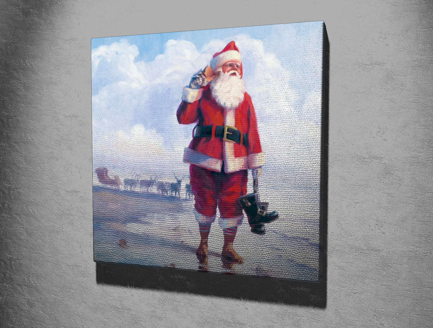 Quadro Decorativo em Tela KC182 Multicolor 45x45cm com Moldura de Madeira - Arte Moderna para Decoração de Interiores