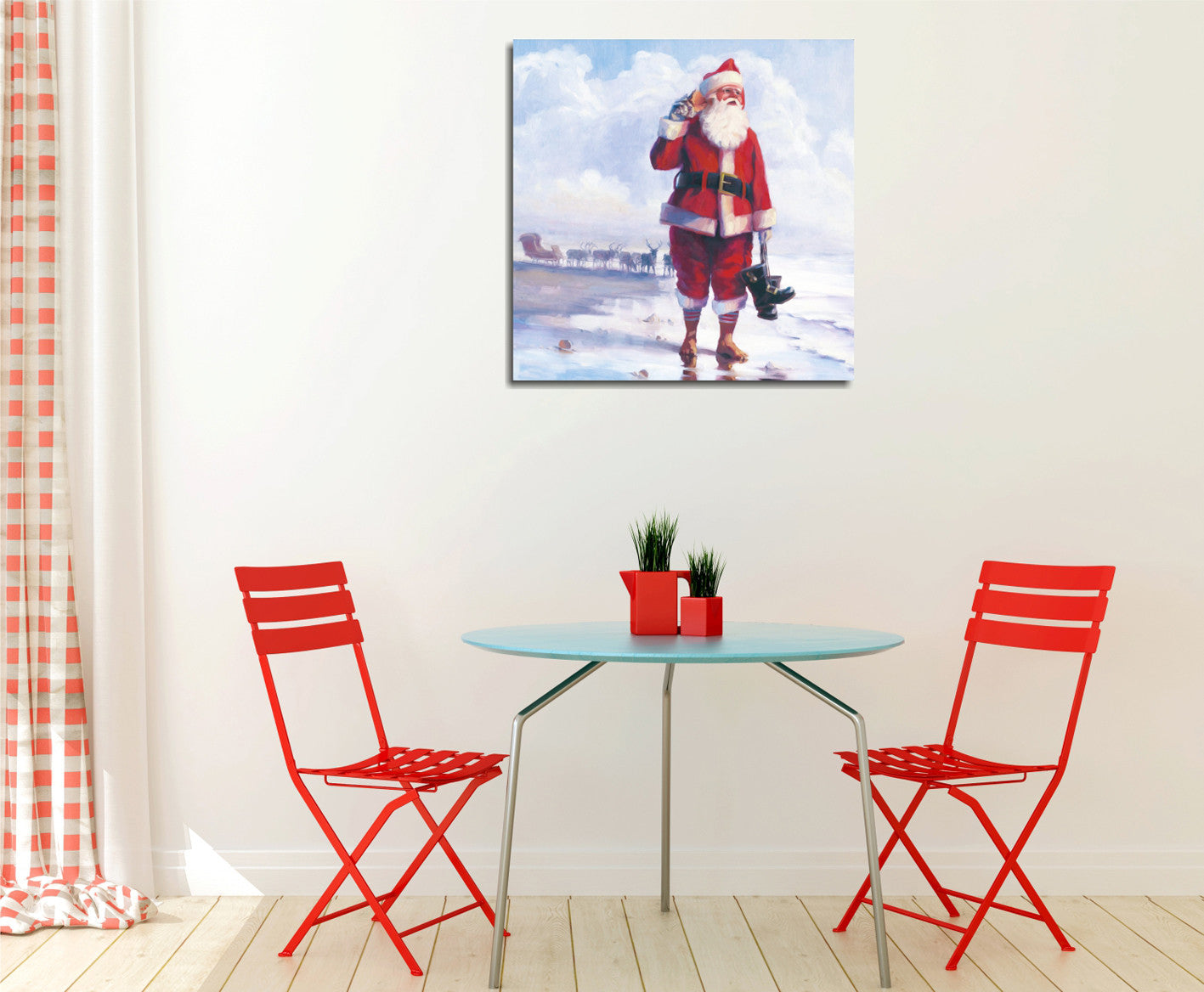 Quadro Decorativo em Tela KC182 Multicolor 45x45cm com Moldura de Madeira - Arte Moderna para Decoração de Interiores