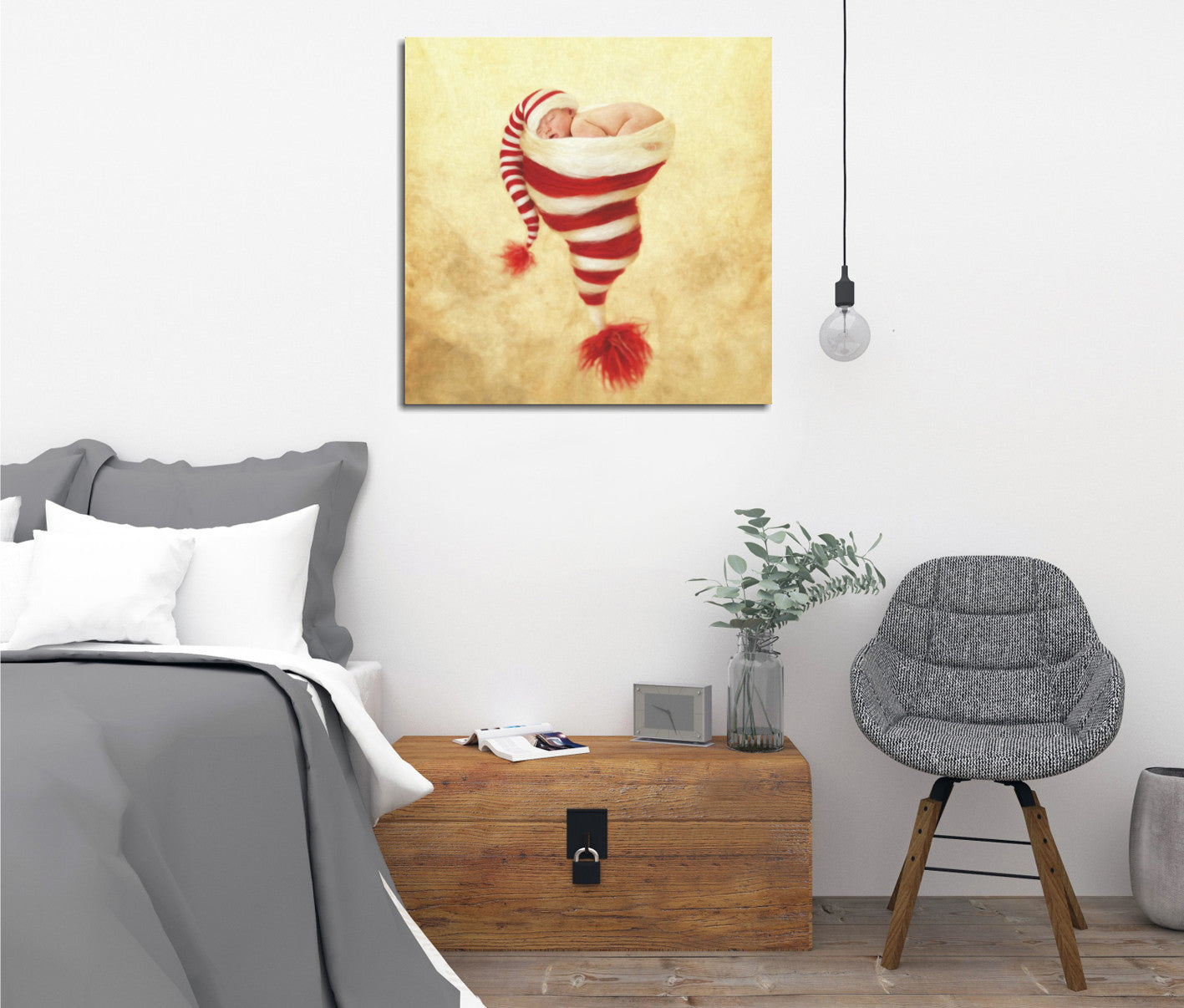 Quadro Decorativo em Tela KC183 Multicolor 45x45cm com Moldura de Madeira - Arte Moderna para Decoração de Interiores