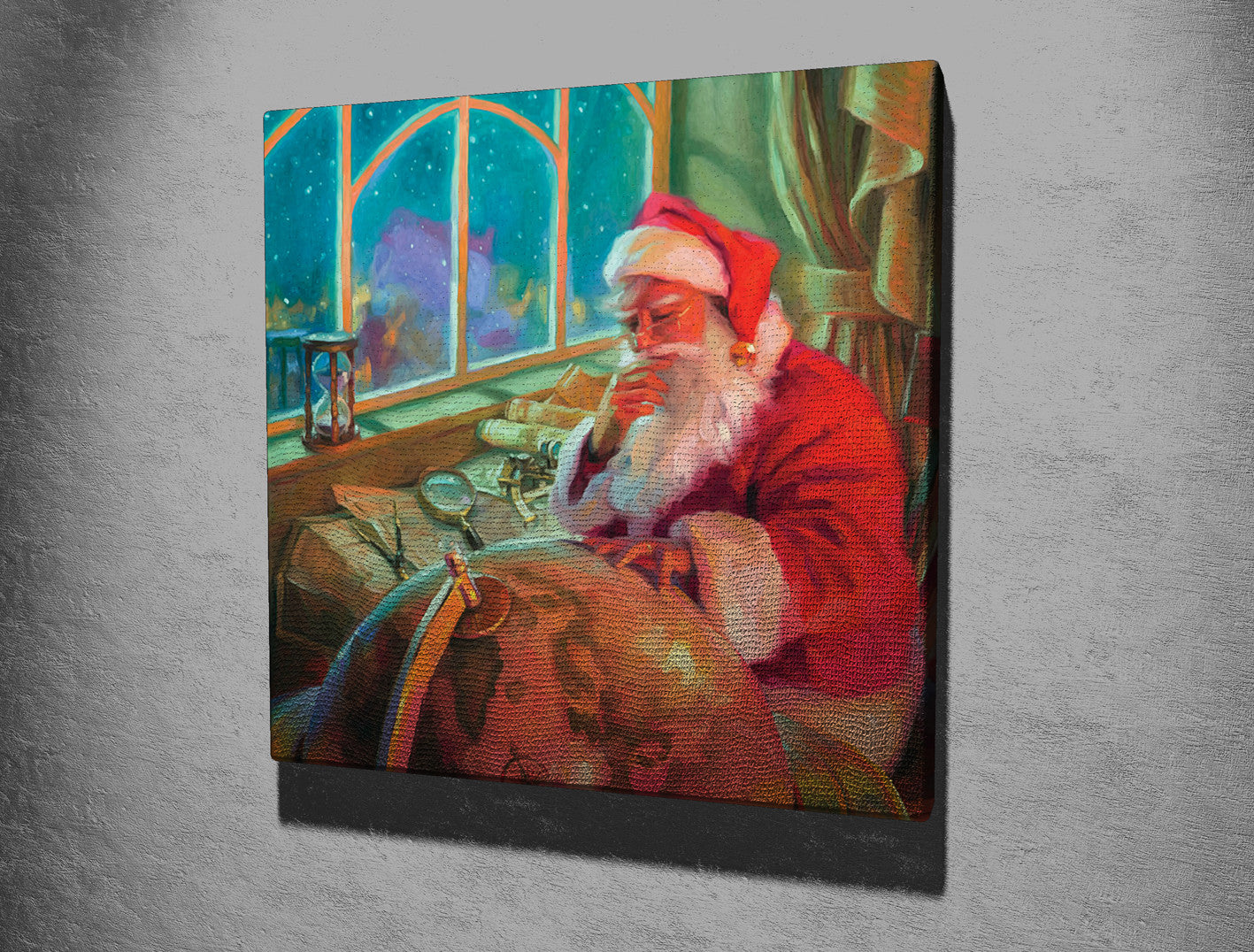 Quadro Decorativo em Tela KC185 Multicolor 45x45cm com Moldura de Madeira - Arte Moderna para Decoração de Interiores