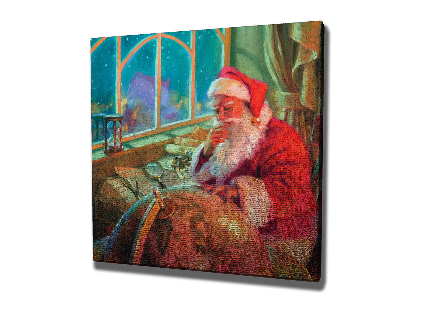 Quadro Decorativo em Tela KC185 Multicolor 45x45cm com Moldura de Madeira - Arte Moderna para Decoração de Interiores