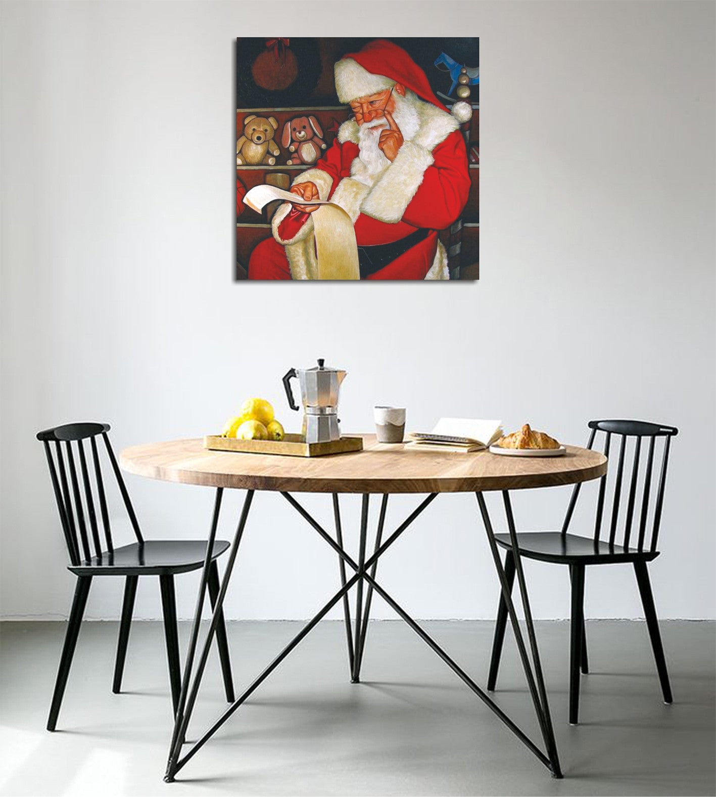 Quadro Decorativo em Tela KC186 Multicolor 45x45cm com Moldura de Madeira - Arte Moderna para Decoração de Interiores